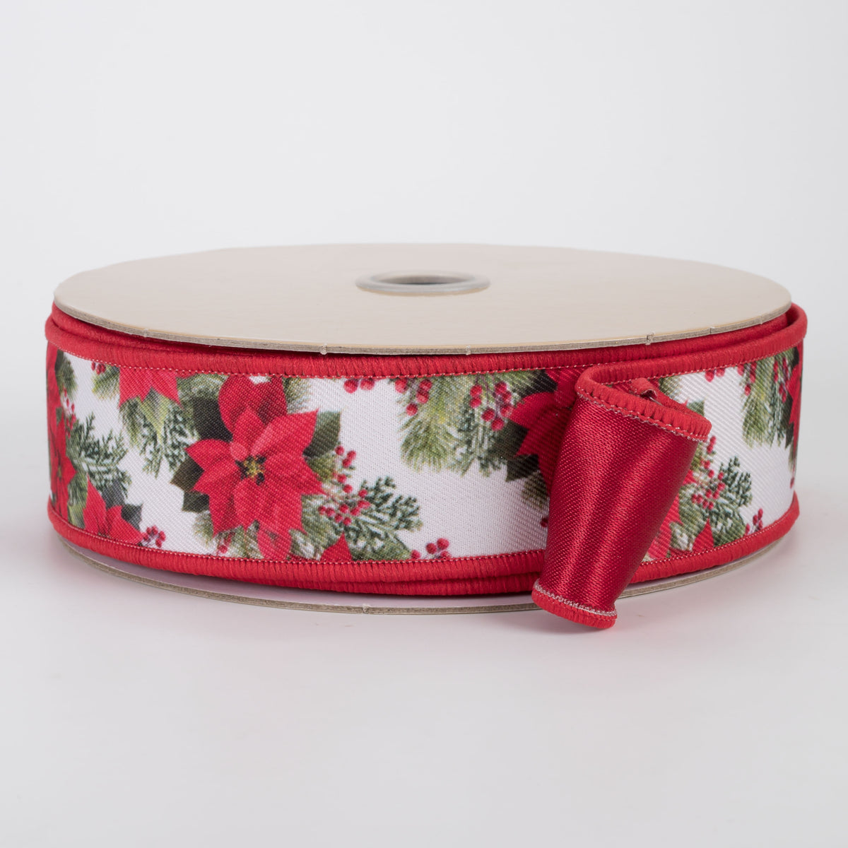1.5" Double Sided Fused Poinsettia Garland Ribbon (10 Yards)