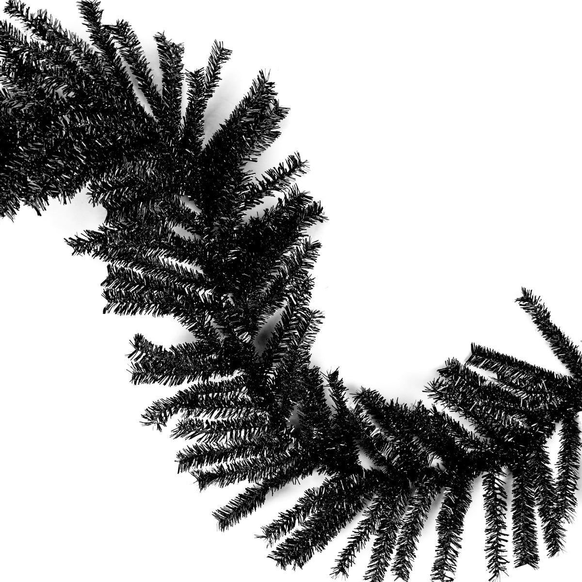9' PVC Pine Tinsel Garland: Metallic Black