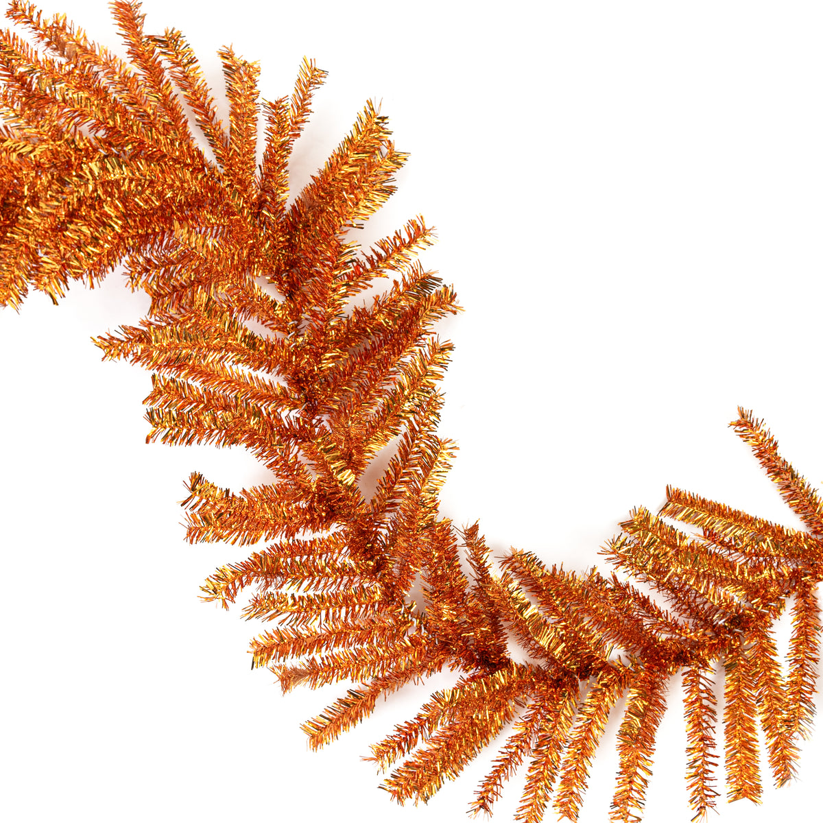 9' PVC Pine Tinsel Garland: Metallic Orange
