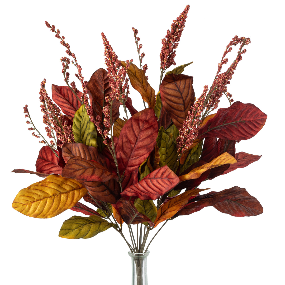 21" Magnolia Leaves & Berries Bush: Fall (12 Stem)