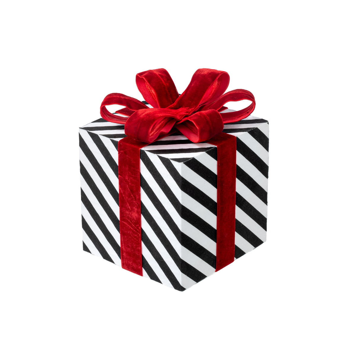 7" Stripe Gift Box Decoration: Black & White