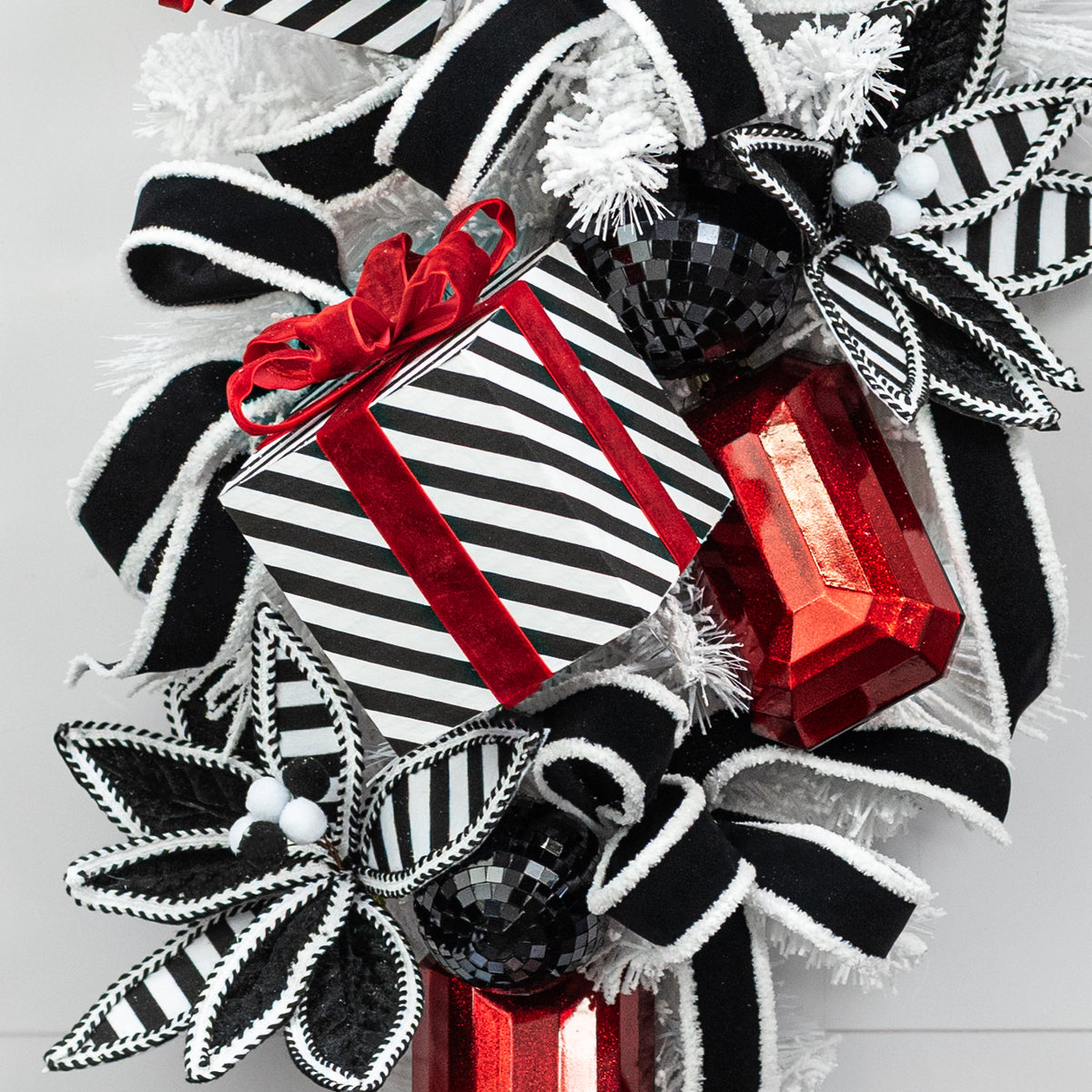 7" Stripe Gift Box Decoration: Black & White