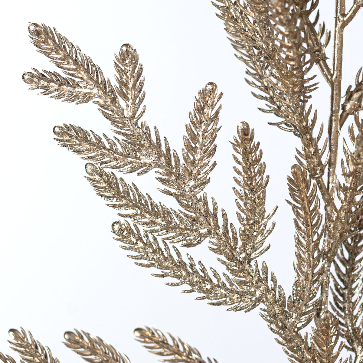 21" Glittered Pine Bush: Champagne Gold (4 Stem)