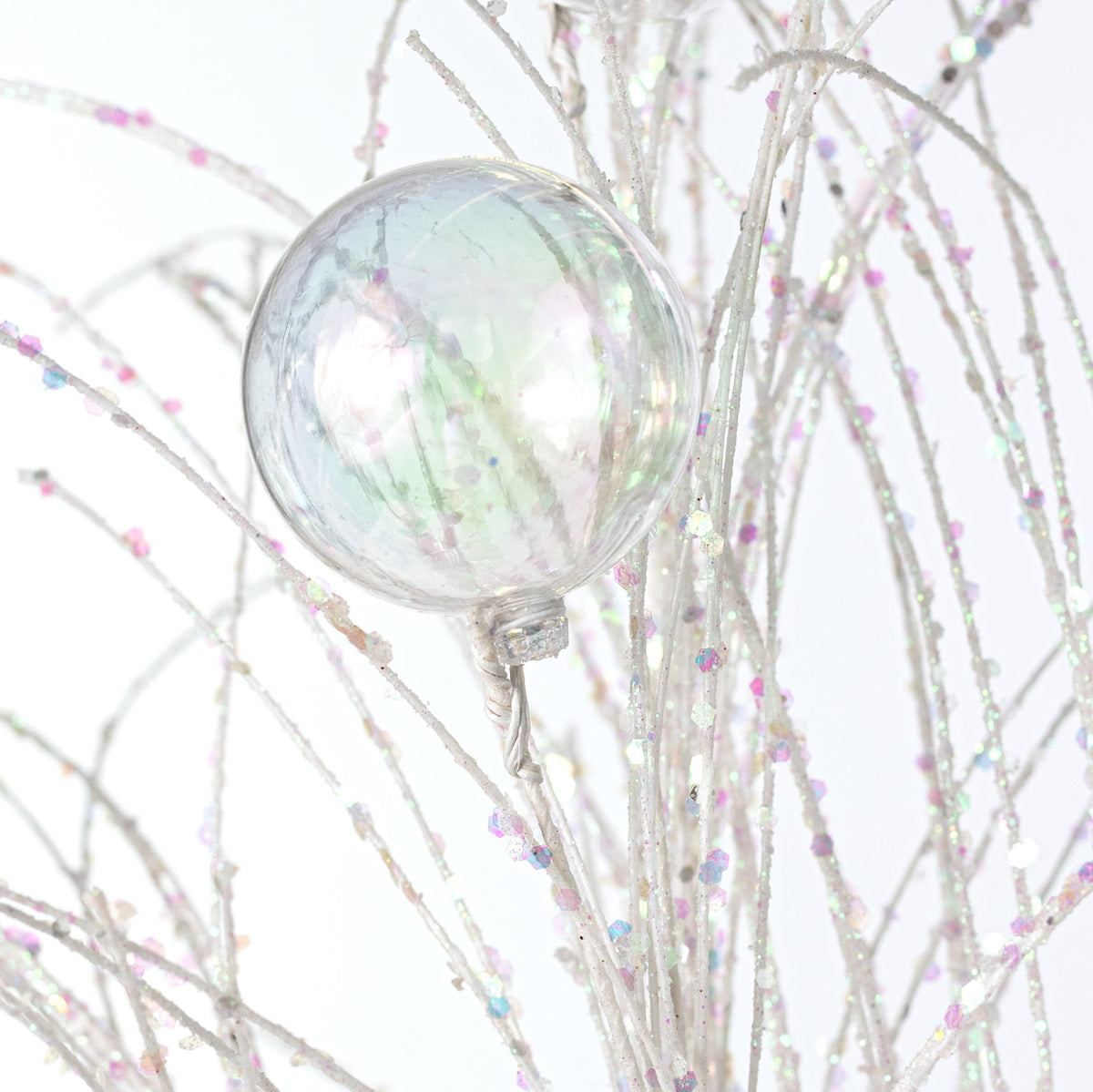 31" Iridescent Bubble Ball Spray: White & Clear