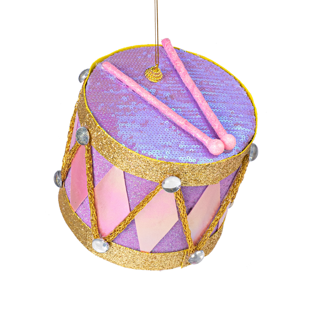 6" Nutcracker Drum Ornament: Pink & Lavender
