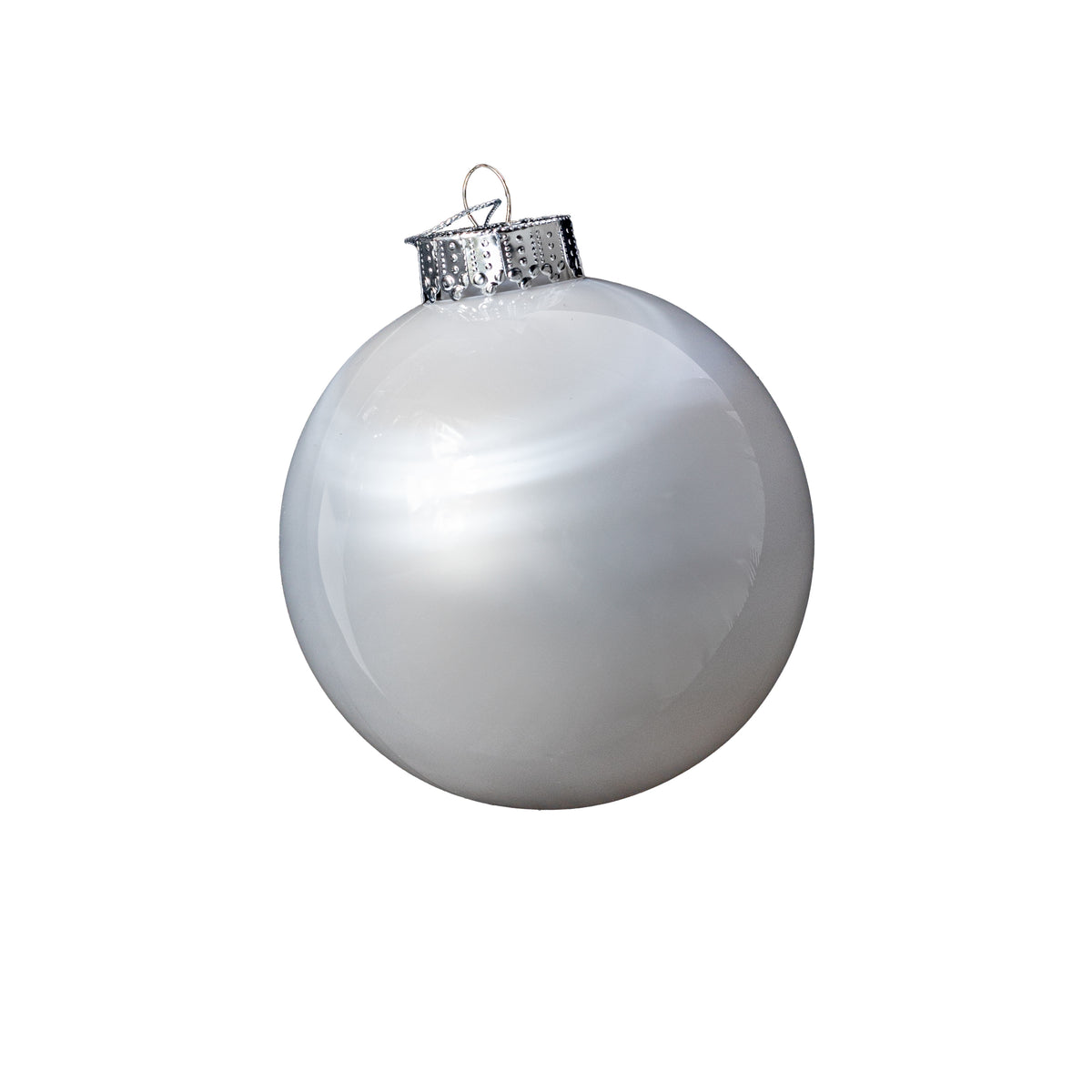 100mm Lacquered Glass-Look Shatterproof Ornament: White