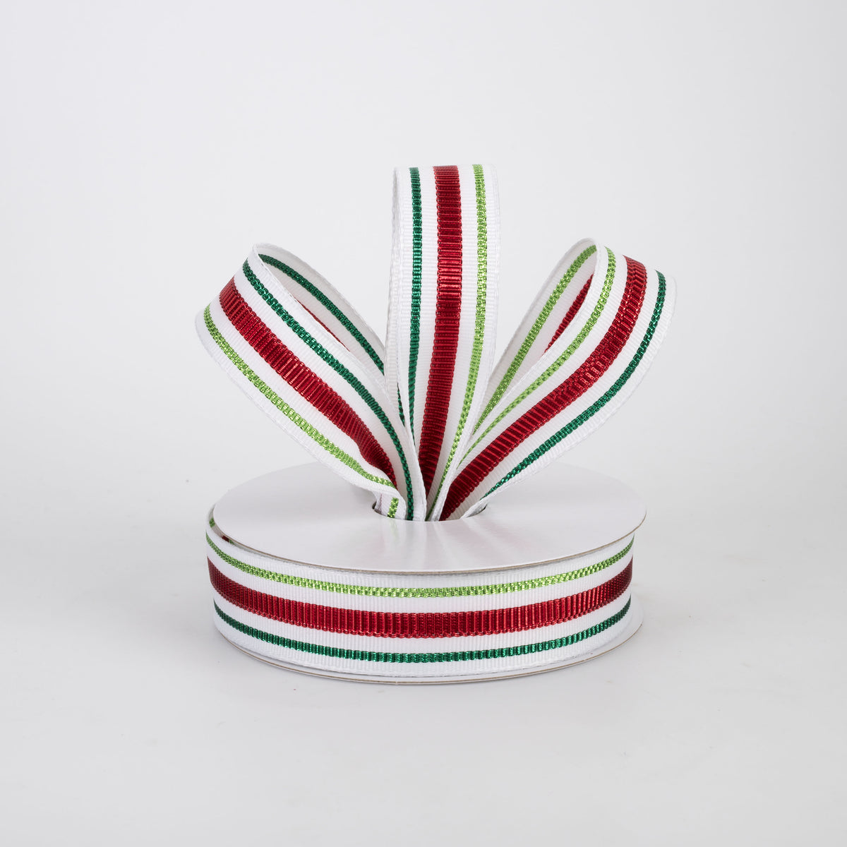 7/8" Metallic Woven Stripes Ribbon: Christmas (10 Yards)