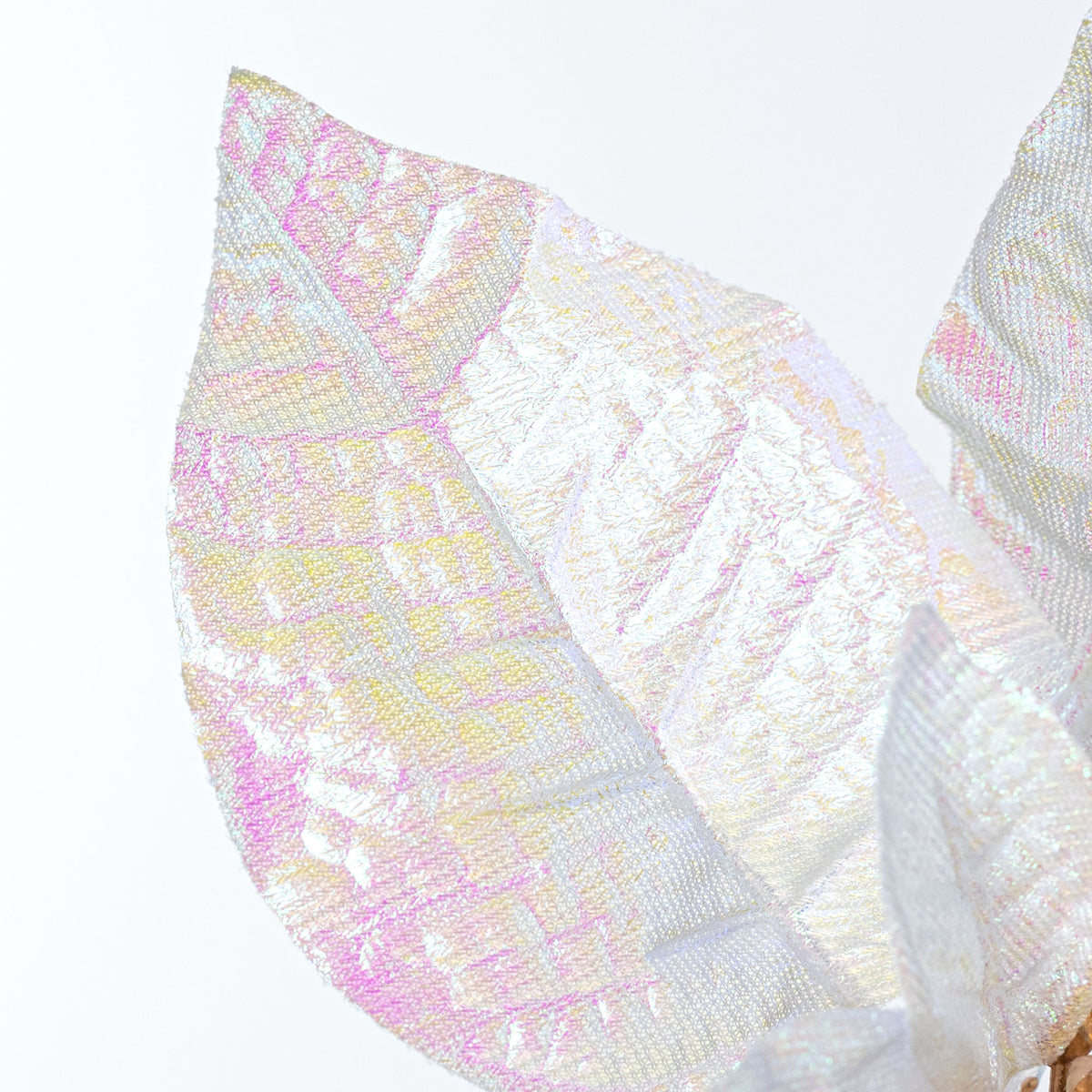 9" x 21" Glossy Poinsettia Stem: Iridescent White