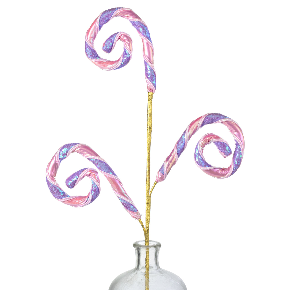 28" Sequins & Gloss Stripe Spiral Curly Spray: Pink & Lavender