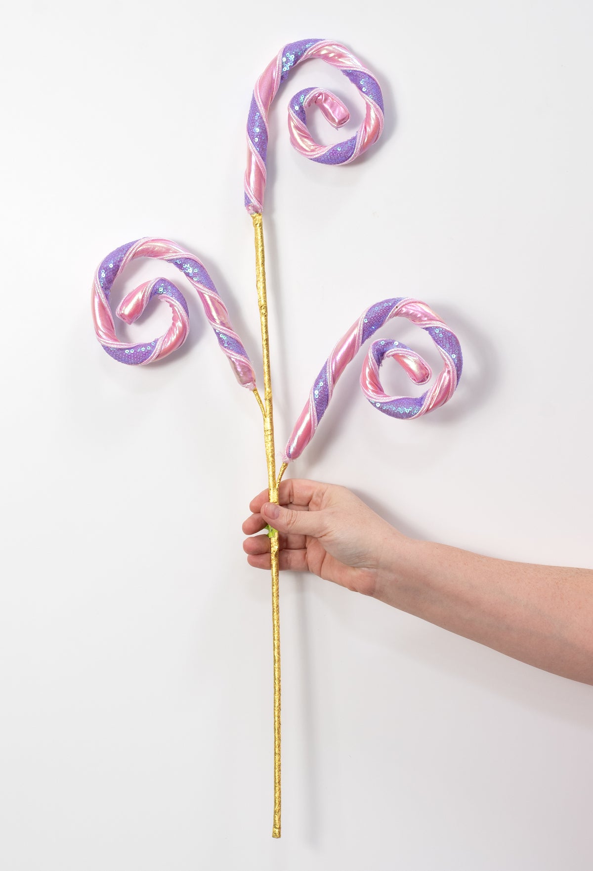 28" Sequins & Gloss Stripe Spiral Curly Spray: Pink & Lavender