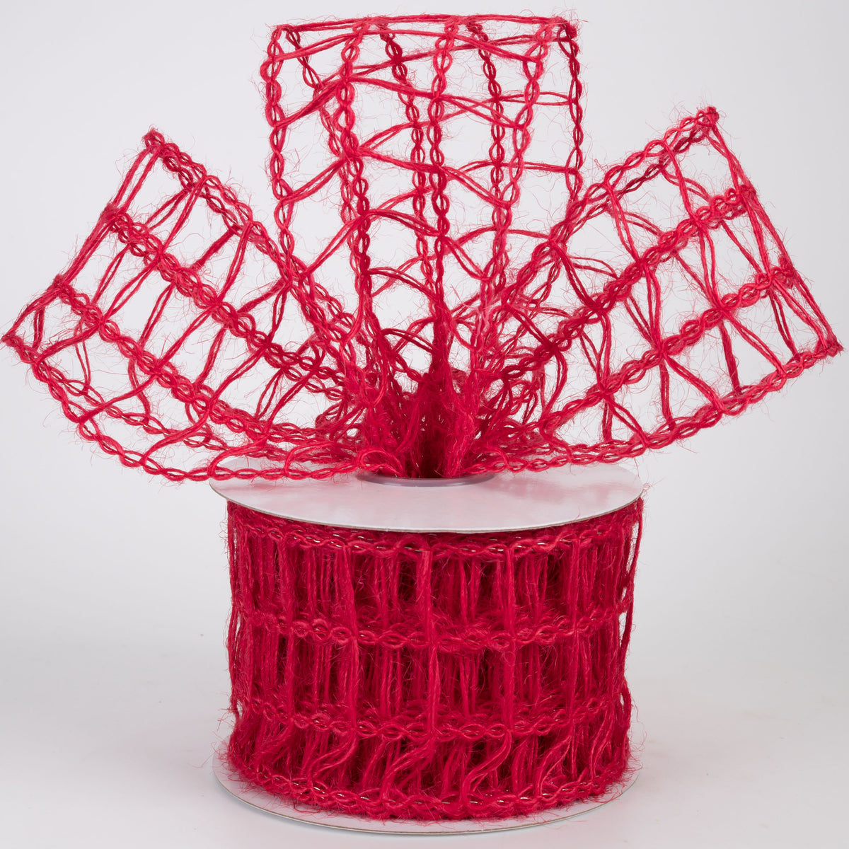 2.5" Open Weave Burlap Jute Ribbon: Red (10 Yards)