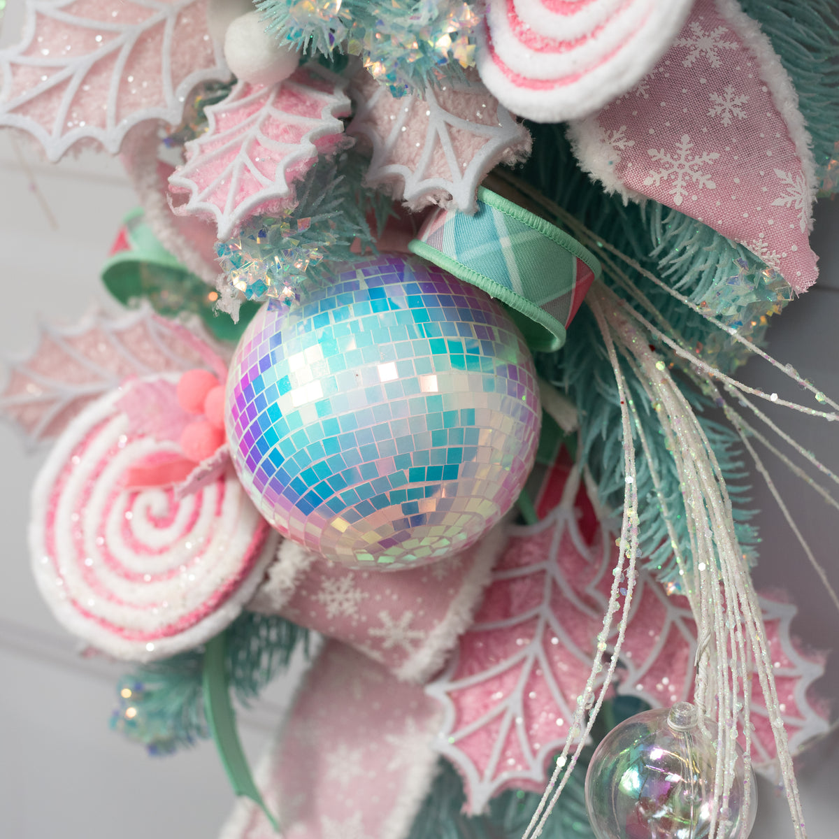 100mm Mirror Disco Ball Ornament: Iridescent White