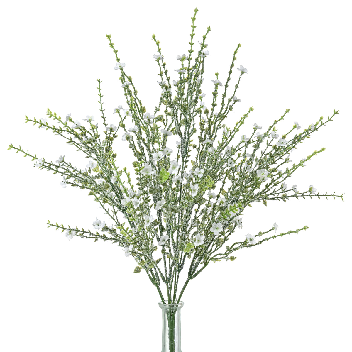 21" Iced Plastic Baby's Breath Bush: White
