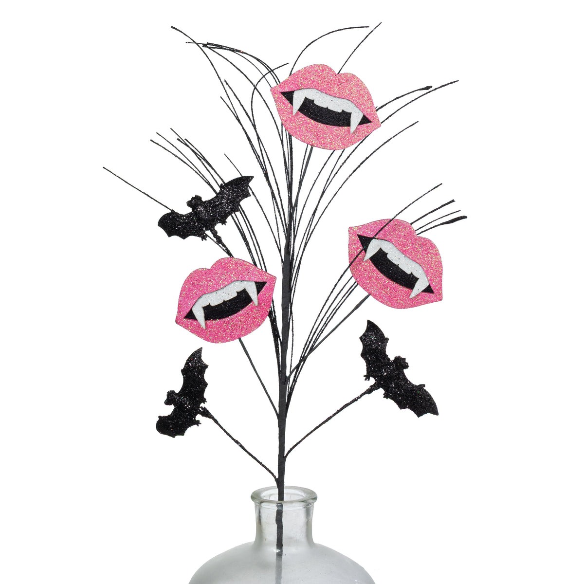 26" Glittered Foam Bats & Vampire Lips Spray: Pink