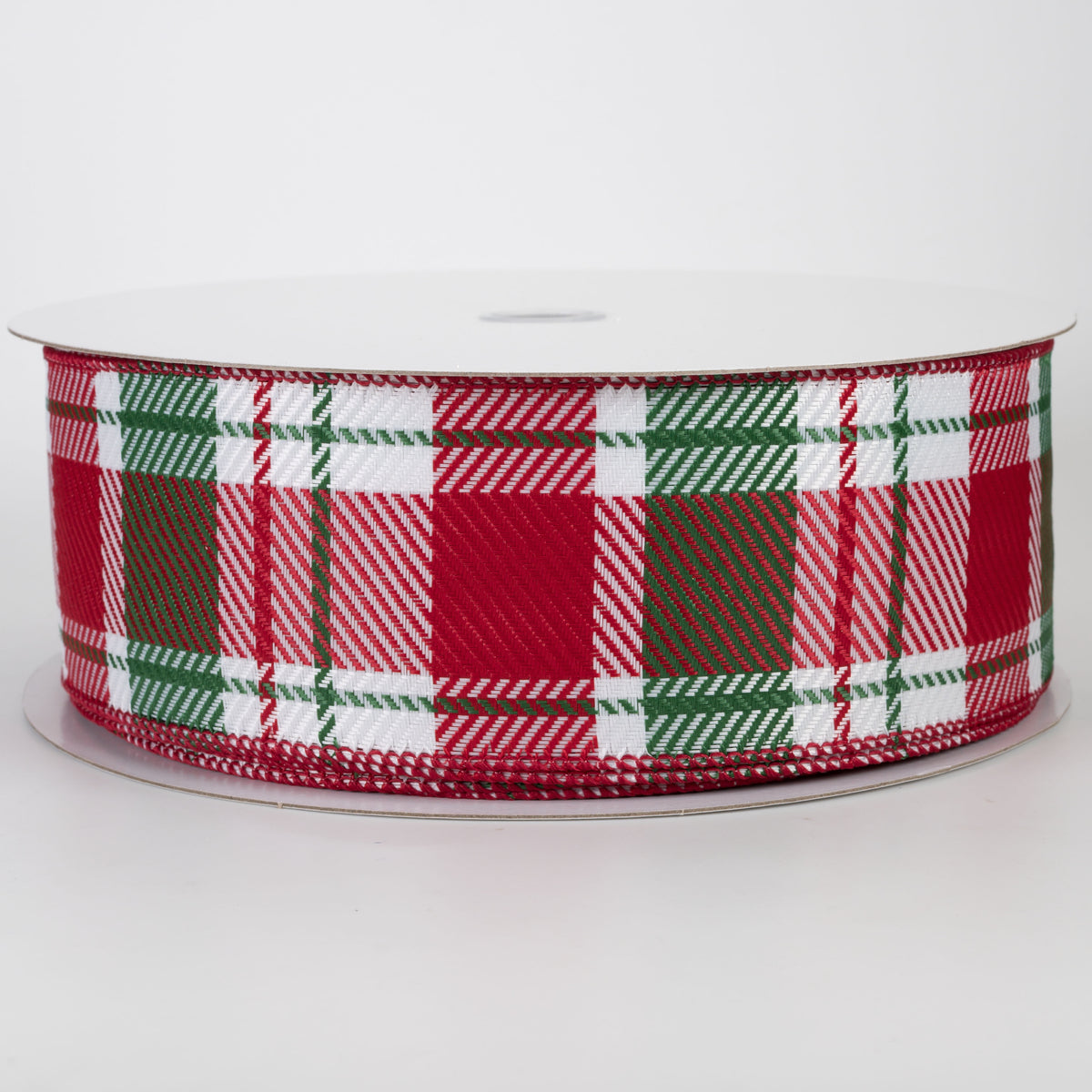 2.5" Bold Evan Christmas Woven Plaid Ribbon: Red & Emerald (50 Yards)