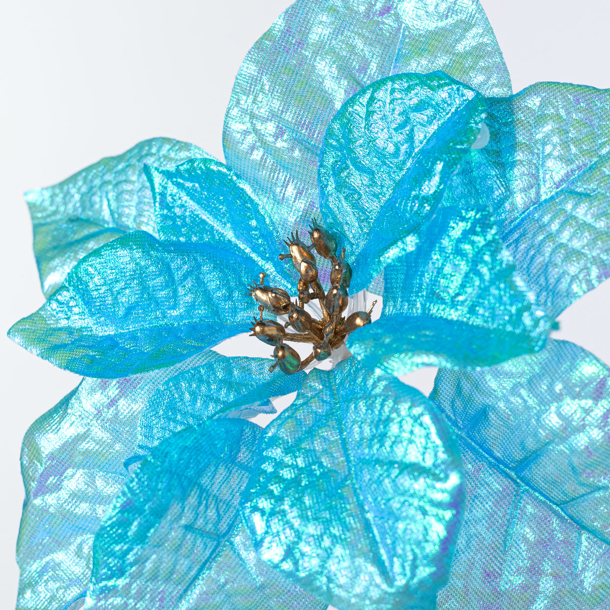 9" x 21" Glossy Poinsettia Stem: Iridescent Blue