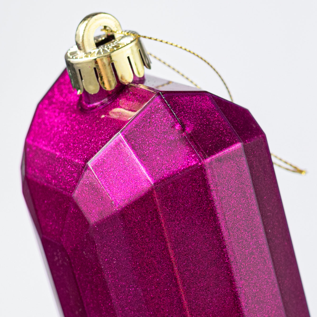 7" Glitter Inside Rectangle Gem Ornament: Fuchsia Pink