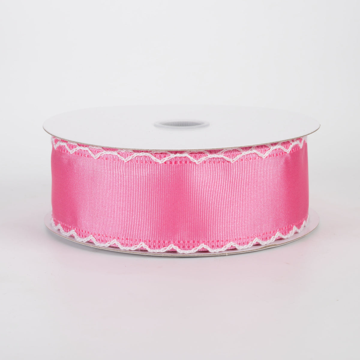 1.5" Scalloped Edge Ribbed Satin Ribbon: Dark Pink (10 Yards)