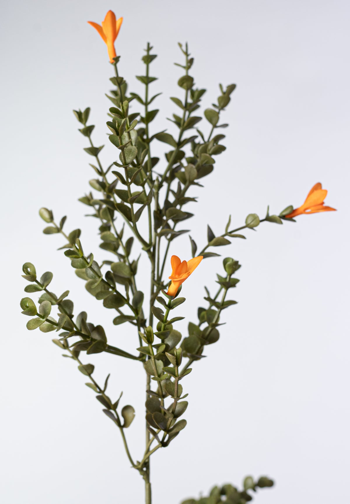 19" Mini Plastic Eucalyptus & Flowers Bush: Orange
