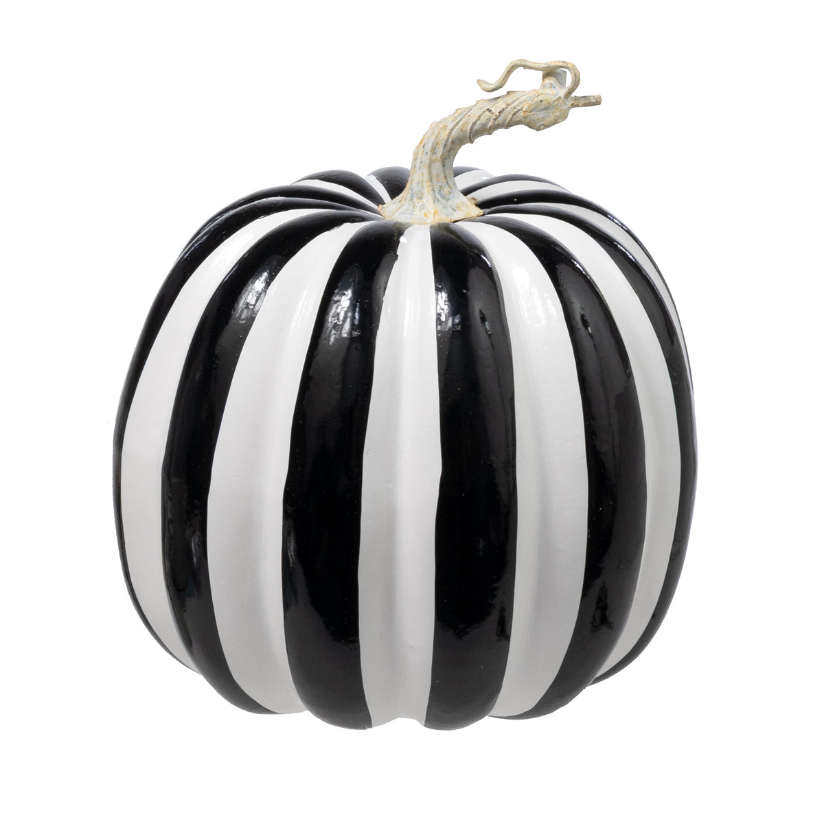 7.5" Striped Foam Pumpkin: Black & White