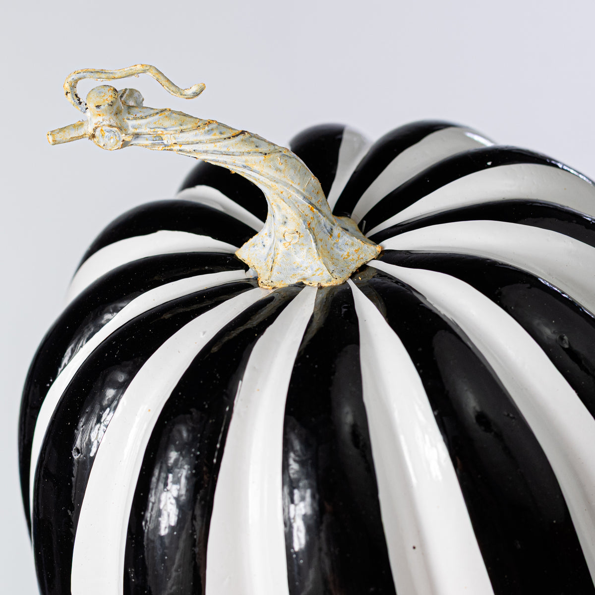 7.5" Striped Foam Pumpkin: Black & White