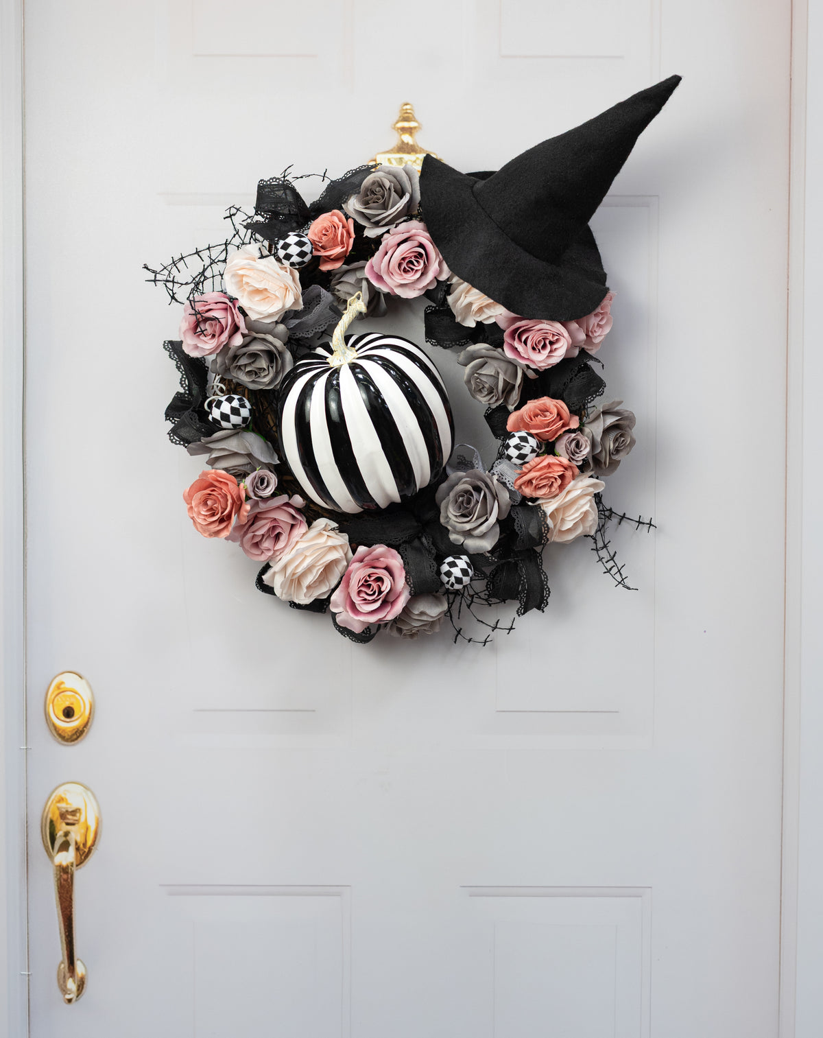 7.5" Striped Foam Pumpkin: Black & White