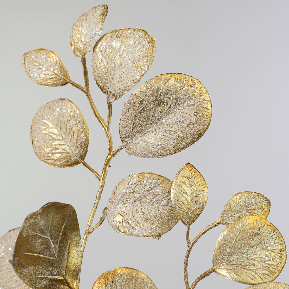 29" Frosted Eucalyptus Spray: Gold