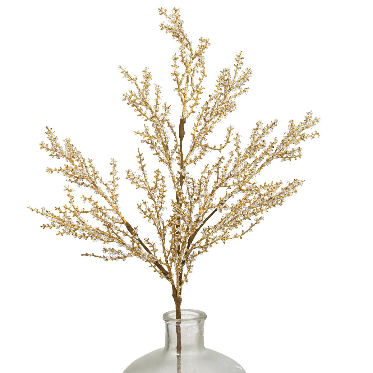 30" Iced Bead Twig Spray: Gold & Clear