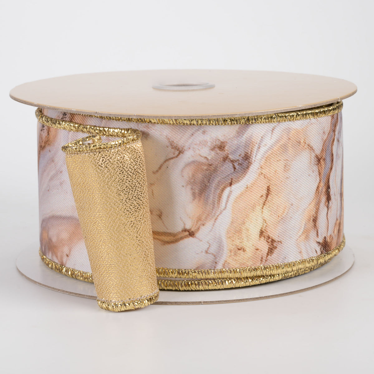 2.5" Double Sided Fused Marble & Gold Ribbon (10 Yards)