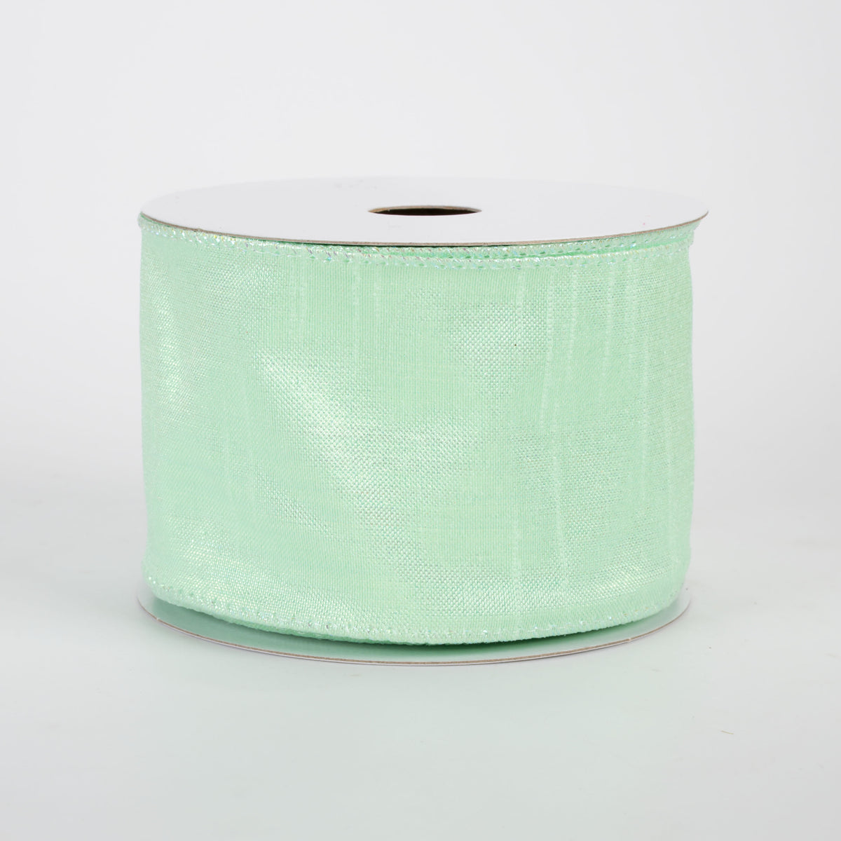 2.5" Iridescent Metallic Solid Ribbon: Mint Green (10 Yards)
