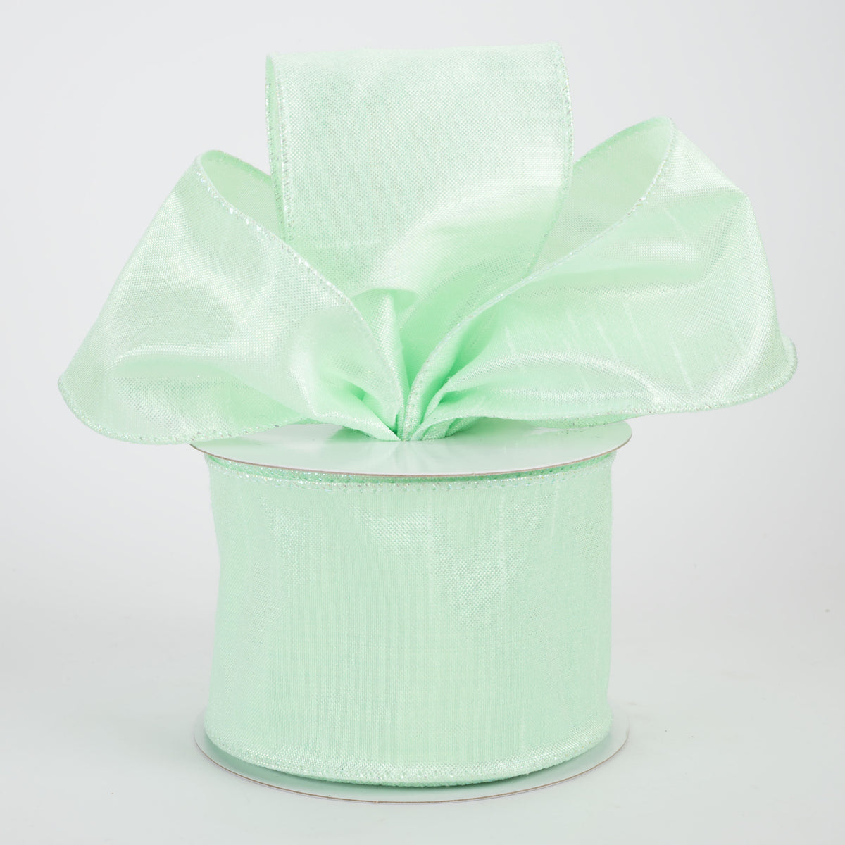 2.5" Iridescent Metallic Solid Ribbon: Mint Green (10 Yards)