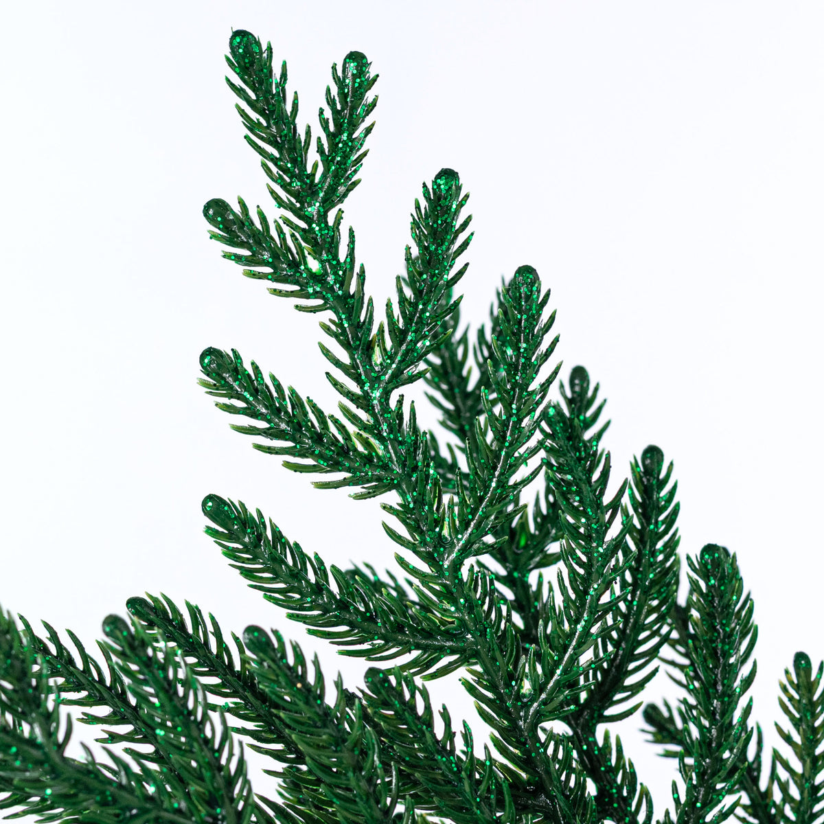 21" Glittered Pine Bush: Emerald Green (4 Stem)