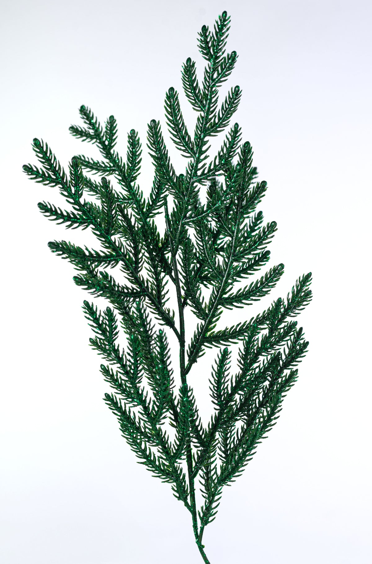 21" Glittered Pine Bush: Emerald Green (4 Stem)