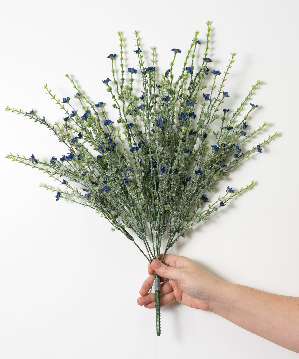 21" Iced Plastic Baby's Breath Bush: Navy Blue