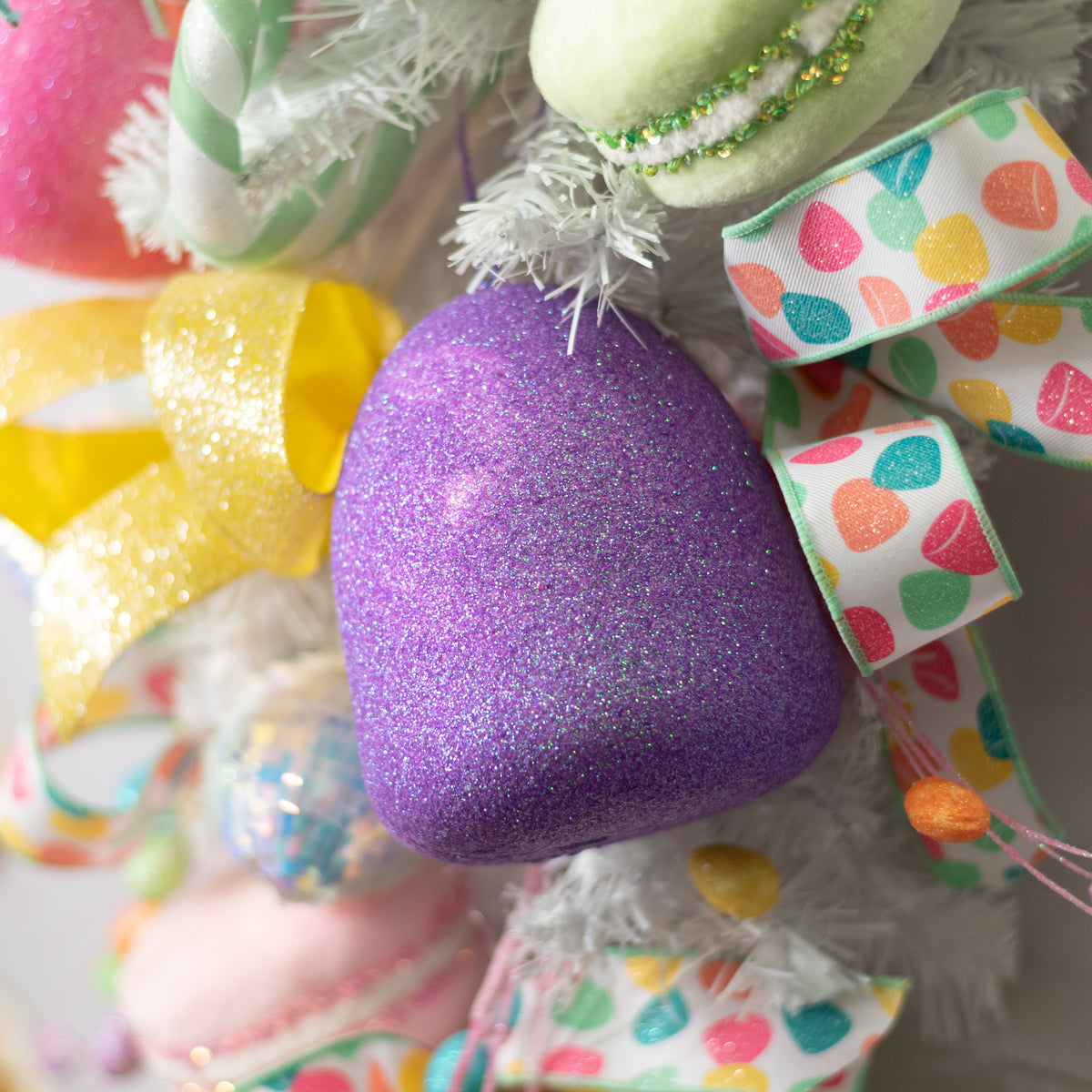 5" Glitter Gumdrop Ornament: Purple