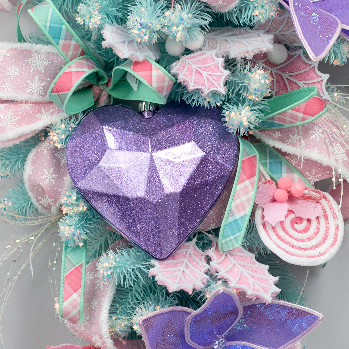 7.25" Heart Gem Ornament: Glitter Inside Lavender