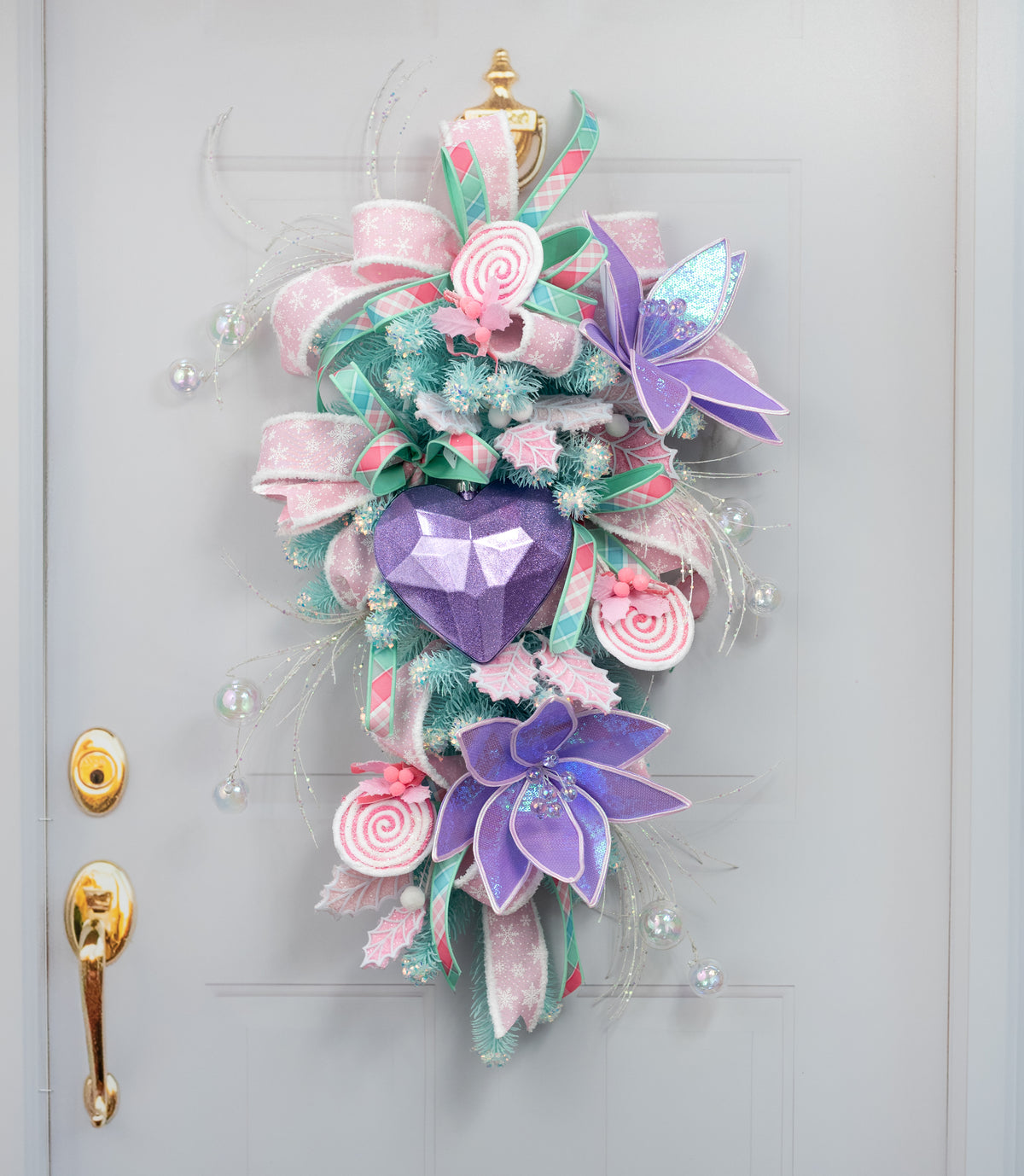7.25" Heart Gem Ornament: Glitter Inside Lavender