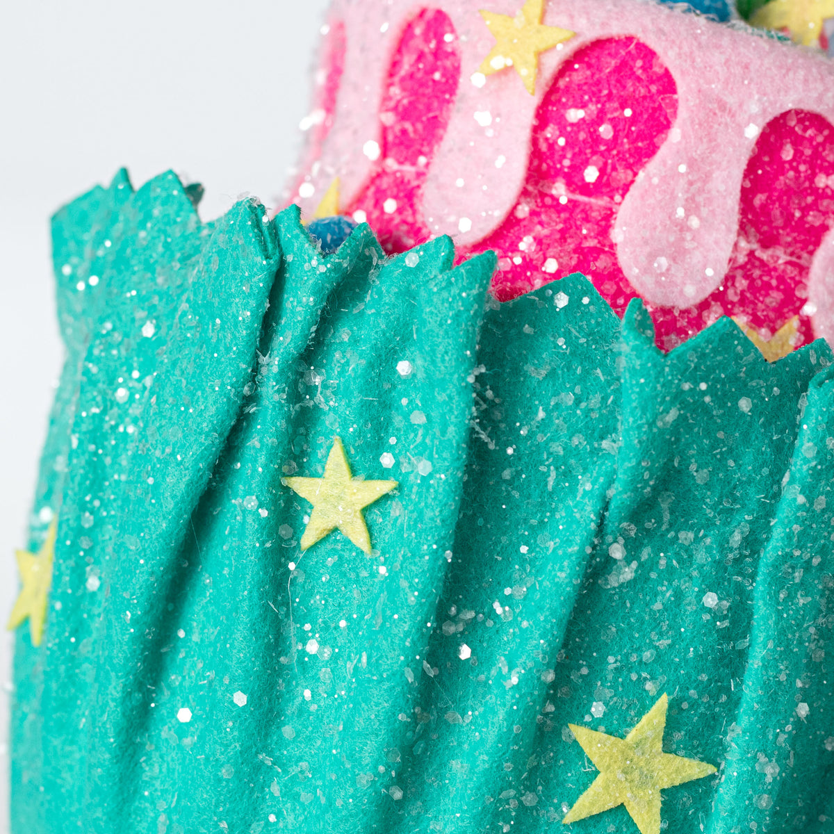 10" Cake & Donut Cupcake Ornament: Teal & Fuchsia
