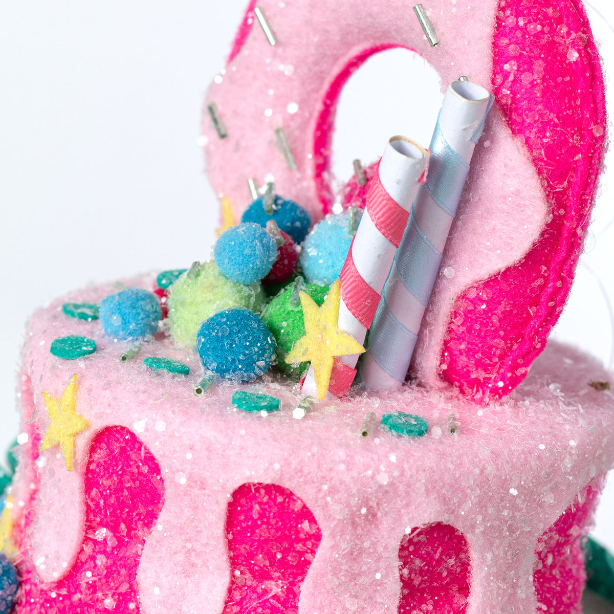 10" Cake & Donut Cupcake Ornament: Teal & Fuchsia