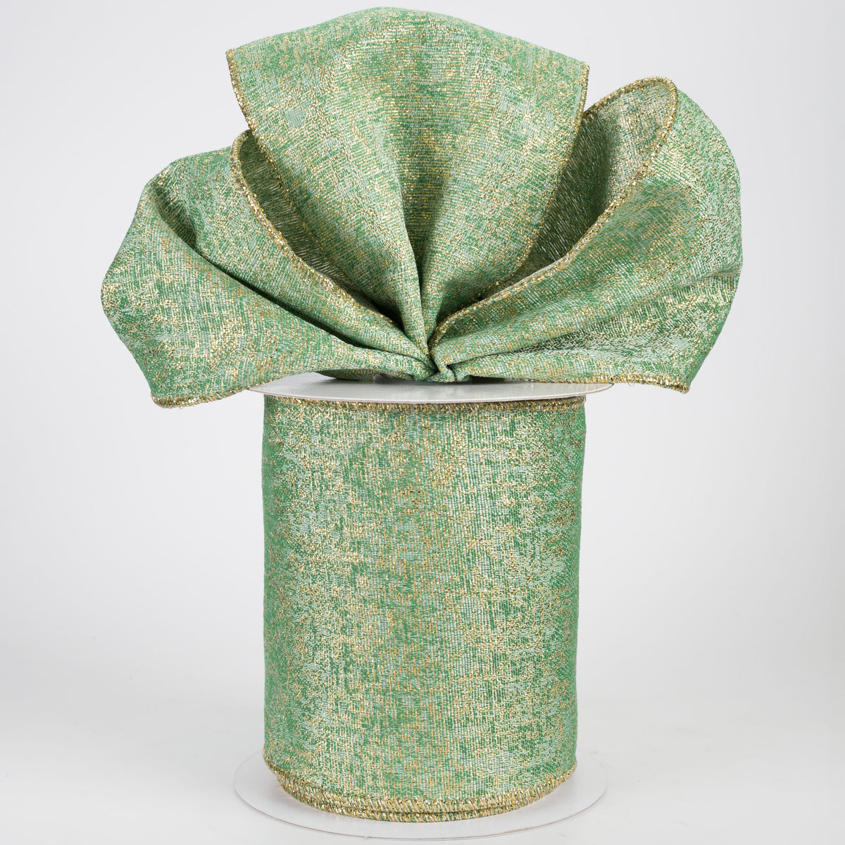 4" Metallic Mist Woven Ribbon: Emerald, Jade & Gold (10 Yards)