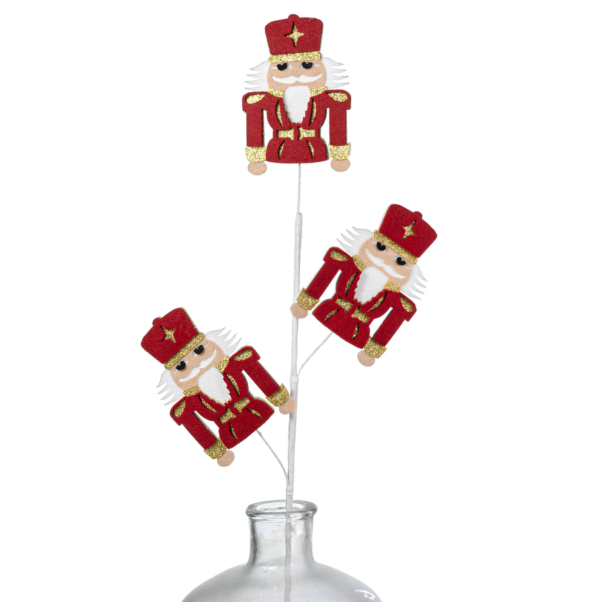 30" Glittered Felt Nutcrackers Spray