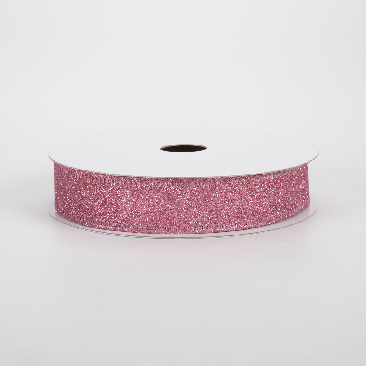 7/8" All Flat Glitter Wired Ribbon: Pink (10 Yards)