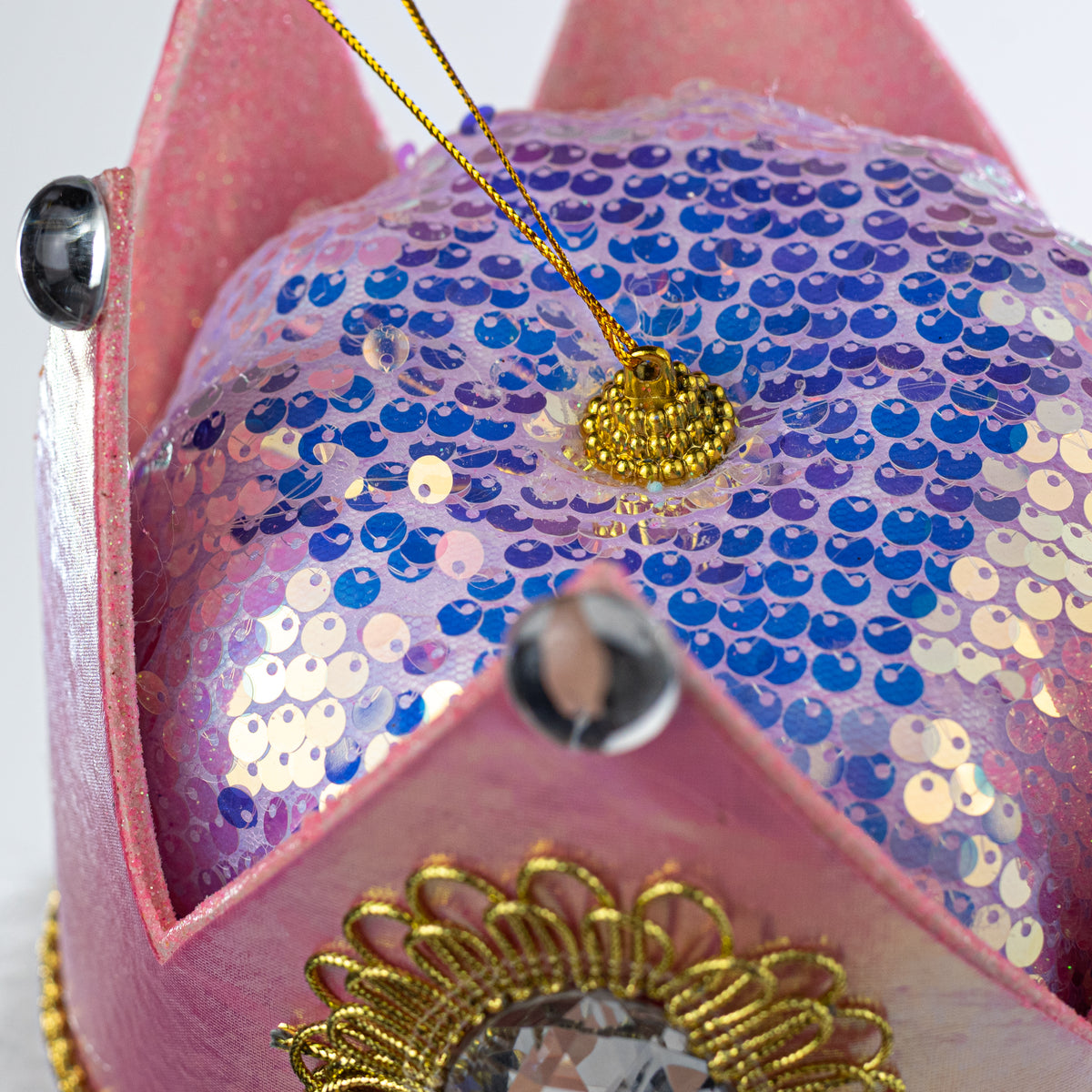 10" Nutcracker King Head Ornament: Iridescent Pink
