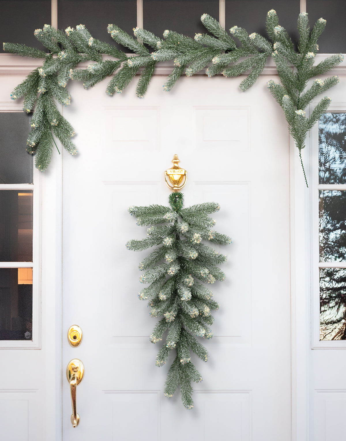 6' Iridescent Spark Garland: Frosted Evergreen Pine