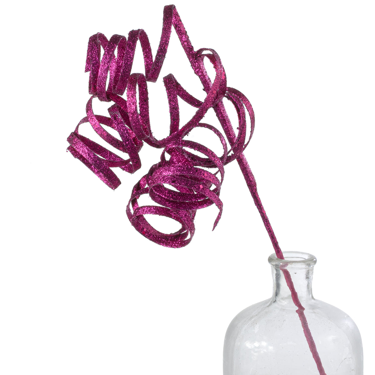 31" Curly Glitter Ribbon Spray: Fuchsia Hot Pink