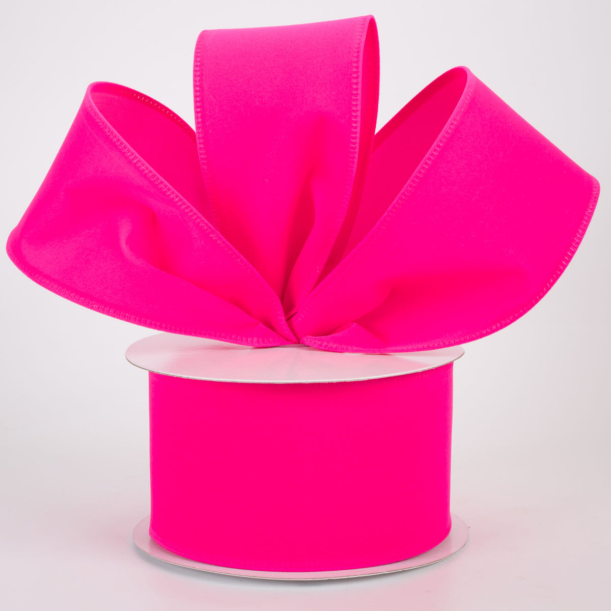 2.5" Value Velvet Ribbon: Neon Hot Pink (10 Yards)
