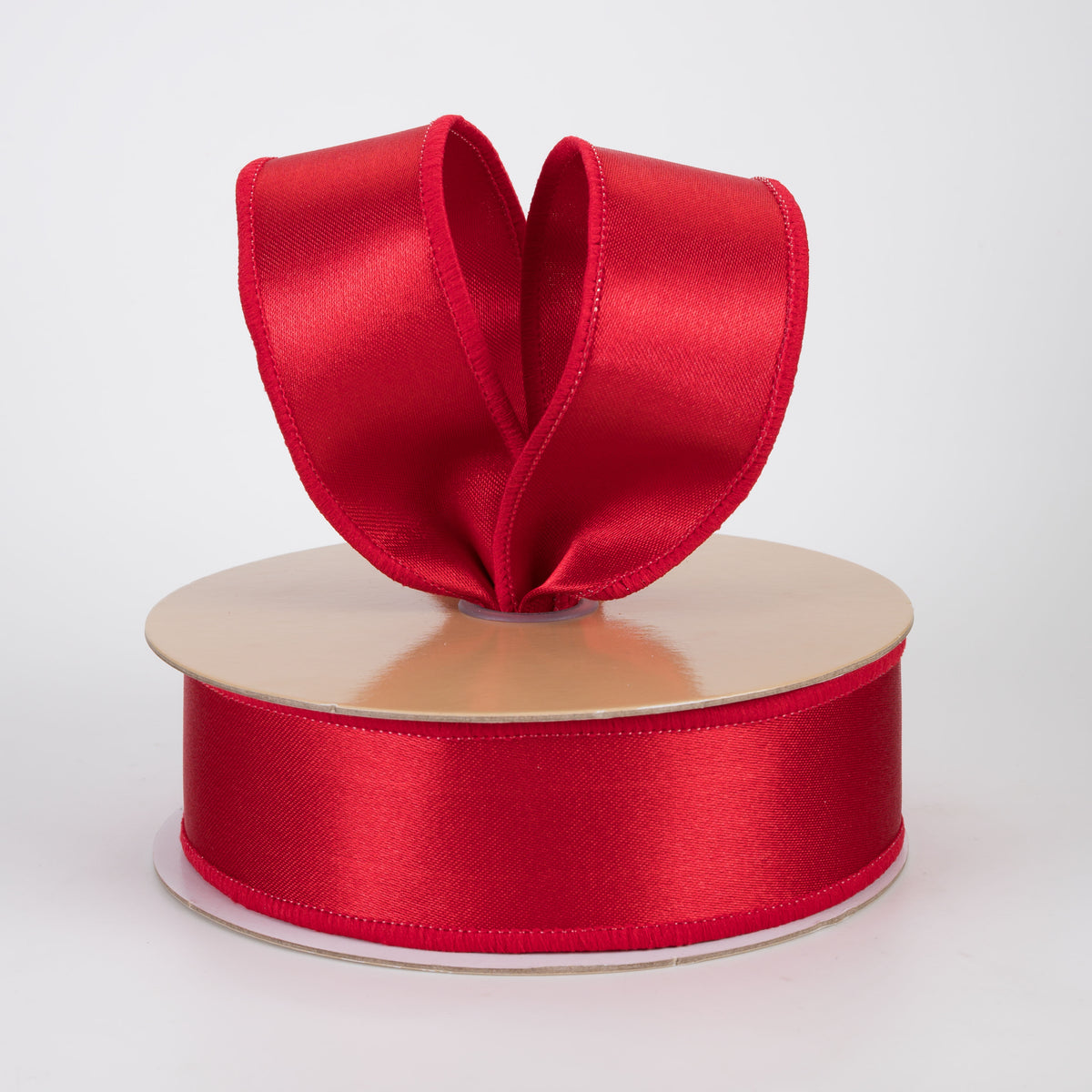 1.5" Double Sided Fused Satin Ribbon: Red (10 Yards)