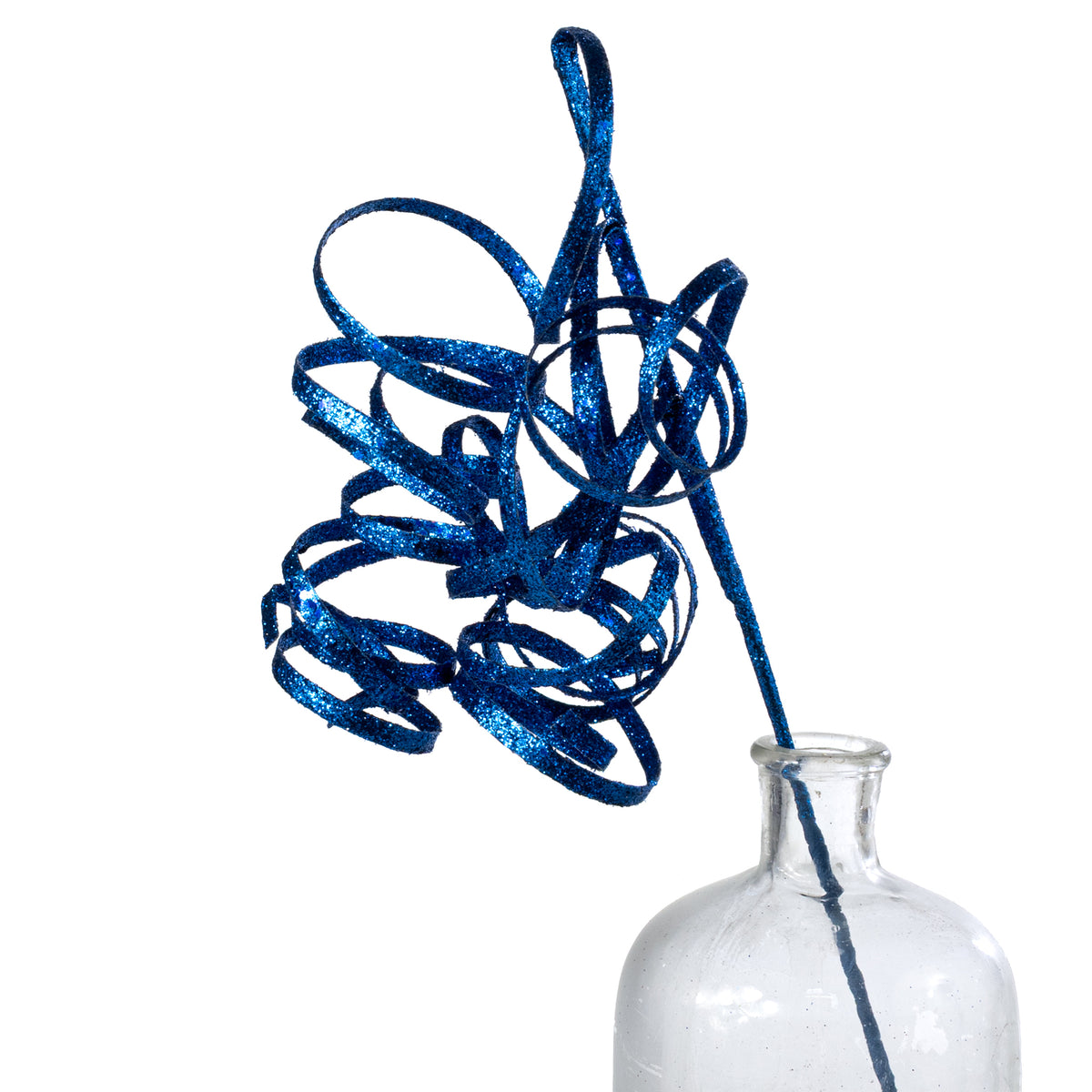 31" Curly Glitter Ribbon Spray: Royal Blue