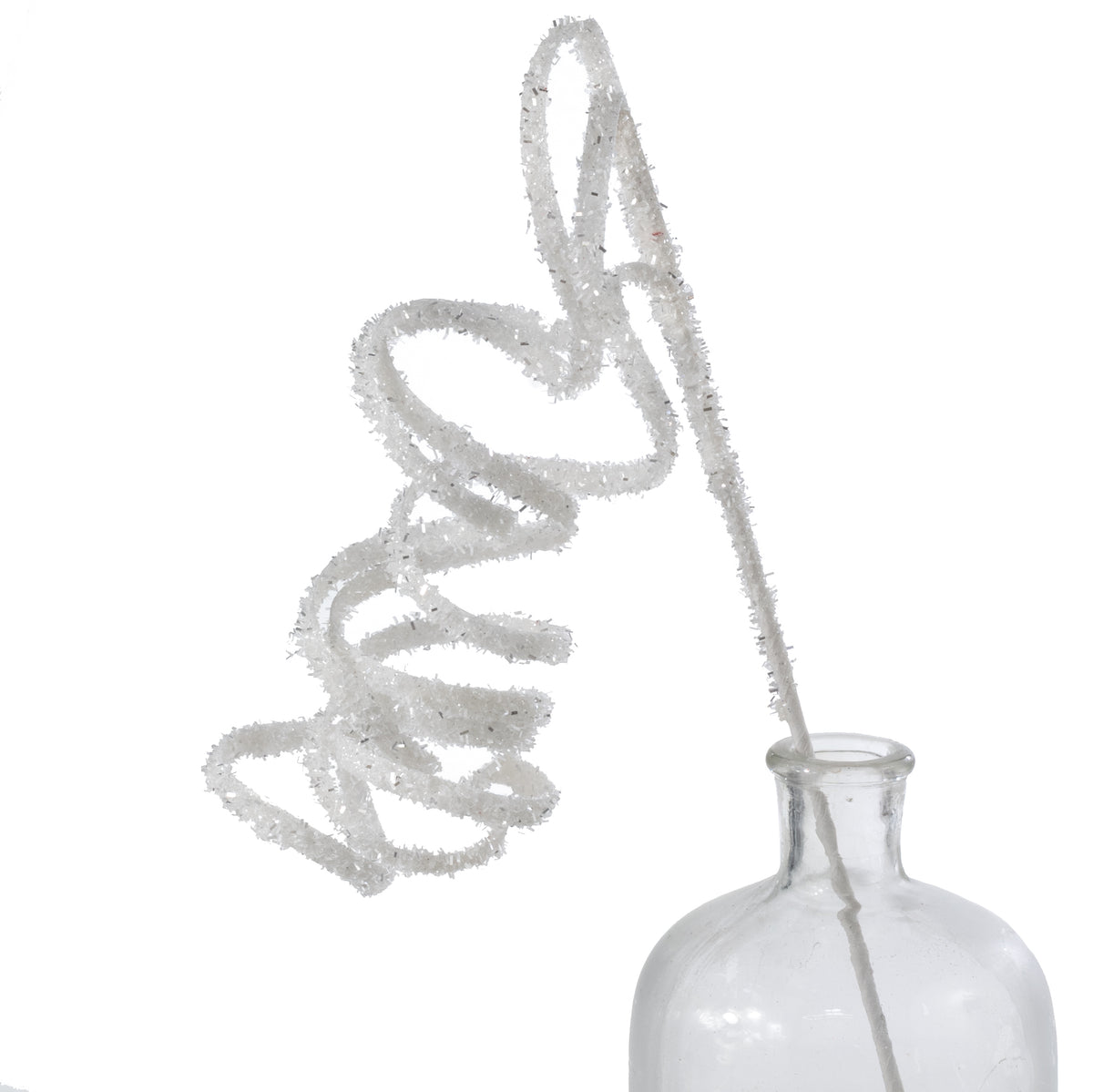20" Glitter Curly Ribbon Hanging Spray: White & Silver