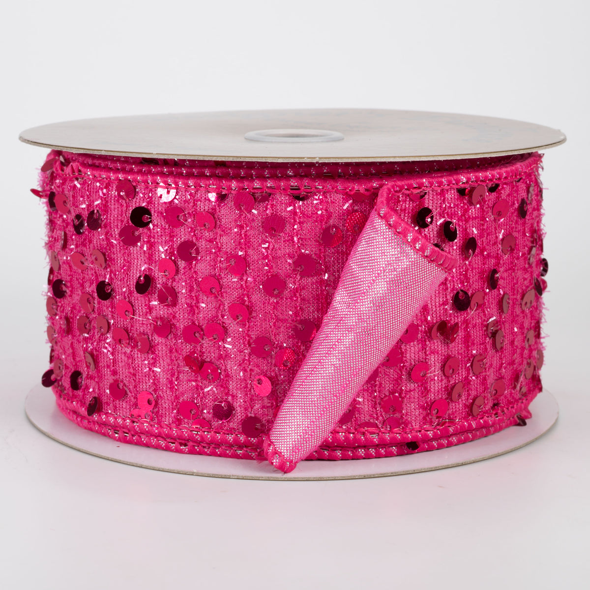 2.5" Designer Double Sided Spangle Sequin Ribbon: Hot Pink (10 Yards)